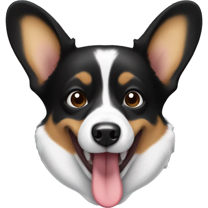Black corgi dog with tounge out emoji