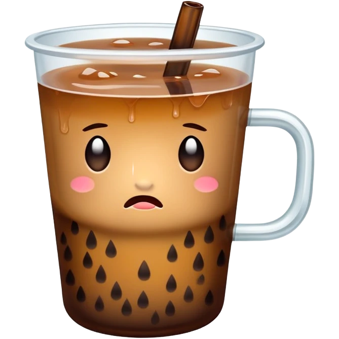 a cup of boba crying with lots of tears emoji