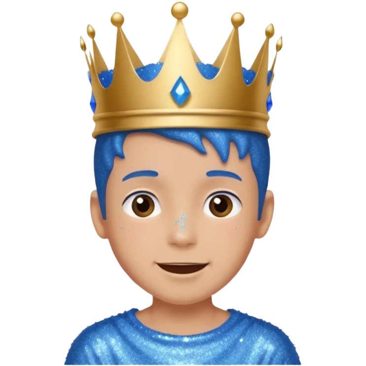 blue Boy happy glitter blue crown emoji