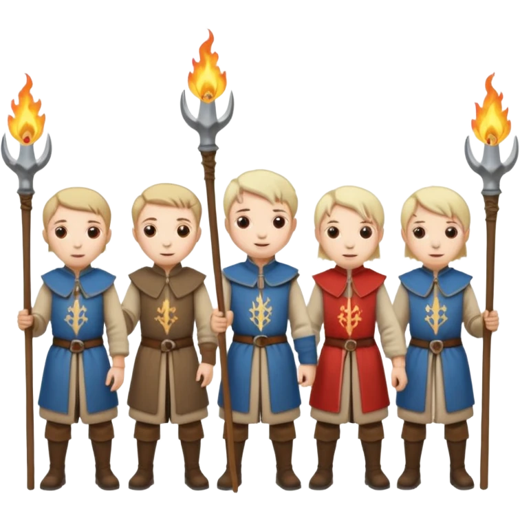 les villagois avec des fourches ou des torches sapé en moyen age emoji