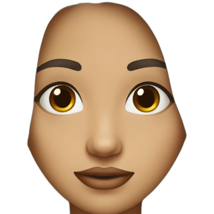 Girl 30 year old girl with droopy brown eyes, long dark brown hair, dark skin, facial mole on the left side of the lower lip emoji