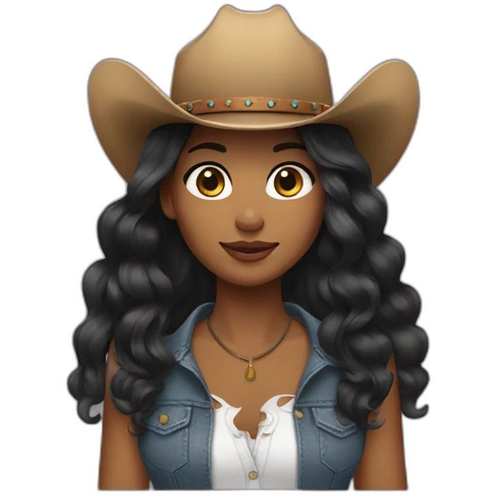 cowgirl black straight hair emoji