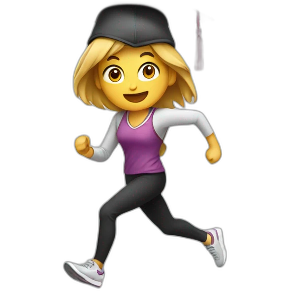 girl running with academic hat emoji