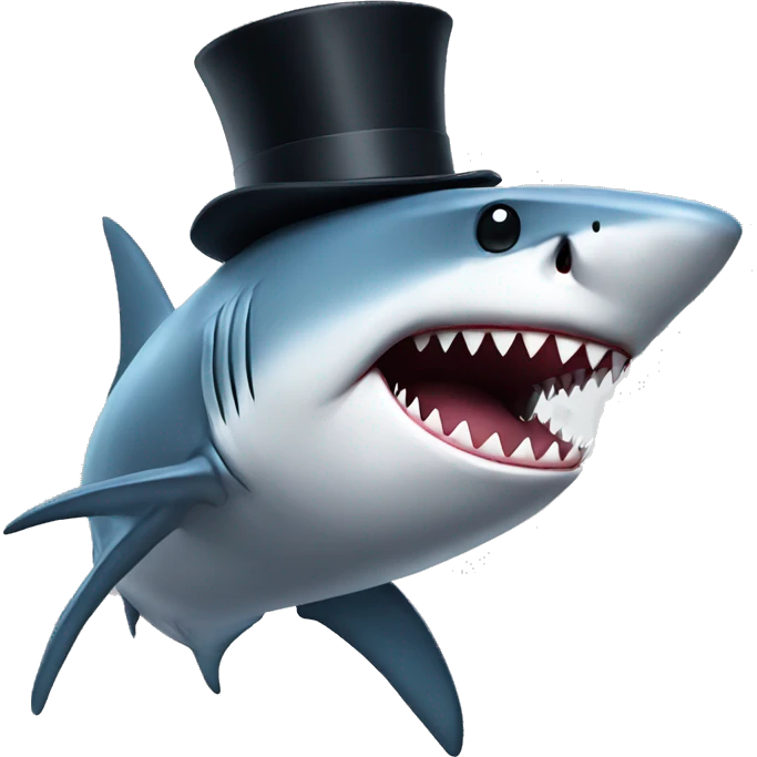 Shark with a top hat emoji