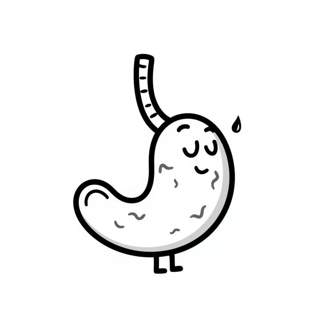 sad crying stomach with tears, hand drawn doodle style emoji