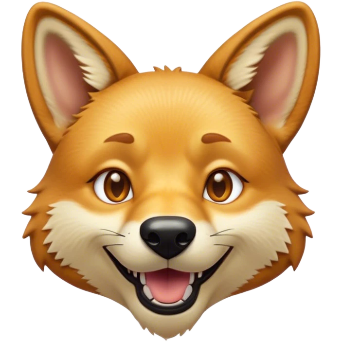 Cinematic Comical Dingo Portrait Emoji, Head tilted dramatically with an exaggeratedly amused expression, featuring a striking sandy fur with wide, expressive amber eyes full of playful disbelief, Simplified yet hilariously expressive features, highly detailed, glowing with a slightly sassy glow, high shine, dramatic yet playful, stylized with an air of cheeky outback mischief, bright and endearing, soft glowing outline, capturing the essence of a spirited and over‐the‐top dingo, so meme‐worthy it feels like it could bark its way into internet fame instantly! emoji