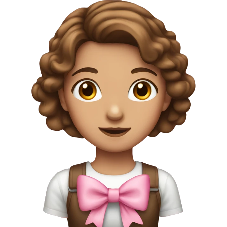 Girl with brown hair wearing a pink bow emoji