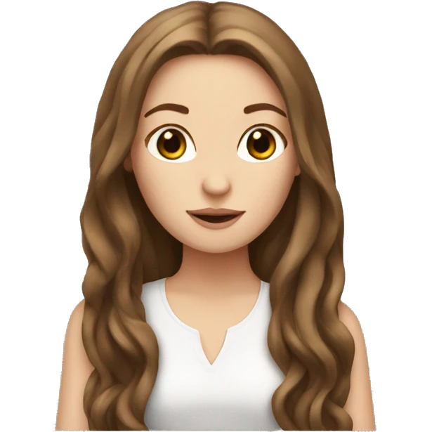 White girl with long brown hair emoji