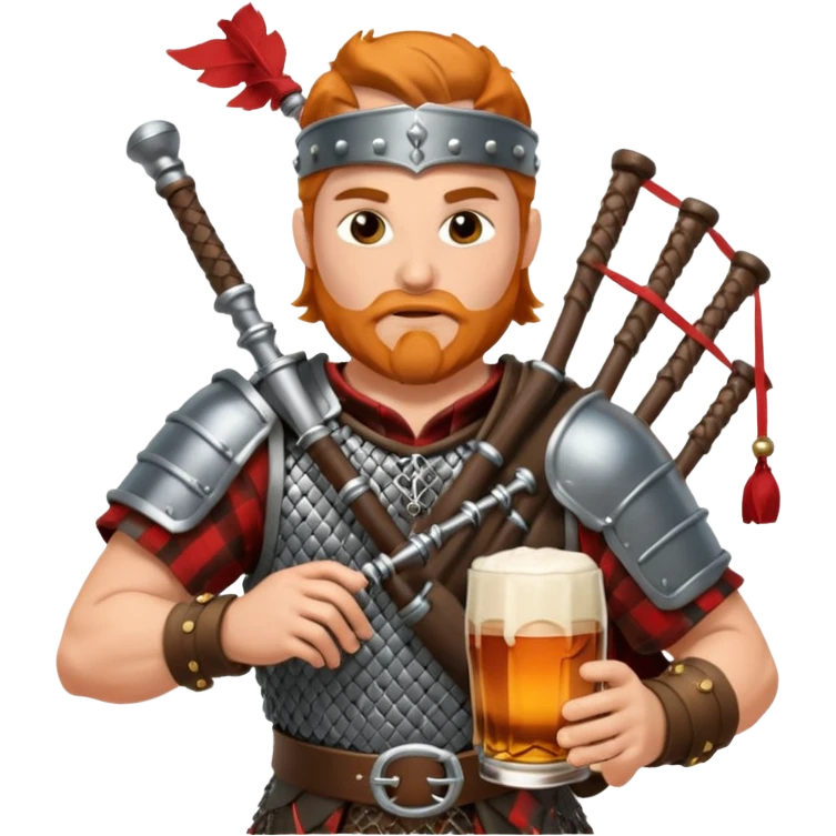Warrior playing bagpipes chugging whiskey emoji