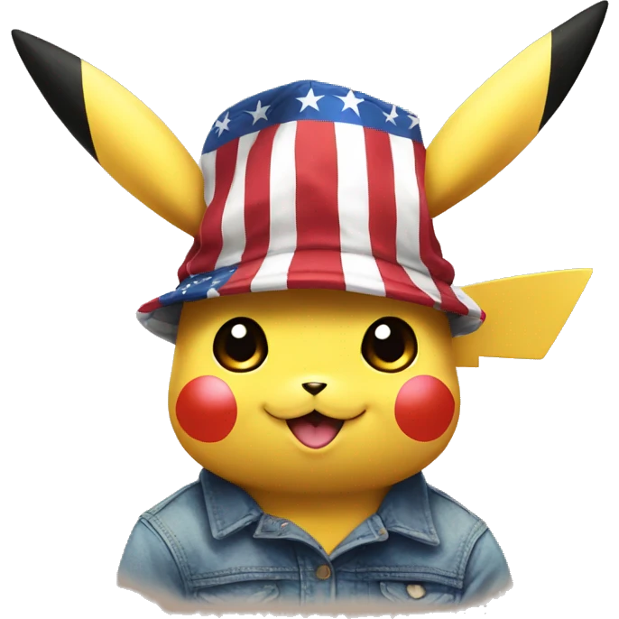 Pikachu wearing an American flag hat emoji
