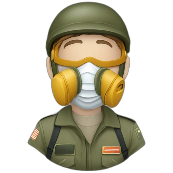 Pilote de chasse avec un tête sérieuse pas et avec un masque à oxygène et une visière emoji