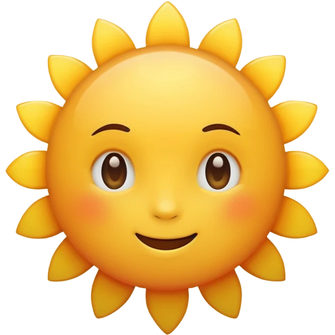 Generate a high-quality 3D cartoon-style emoji of a yellow sun, bright and cheerful, smooth gradient colors, rounded and cute appearance, simple white background, high-resolution.
 emoji