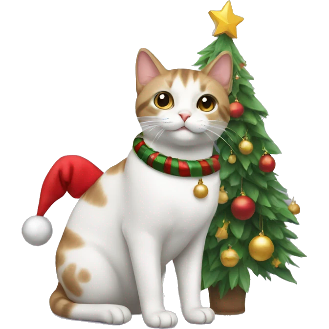 Cat with Christmas tree  emoji