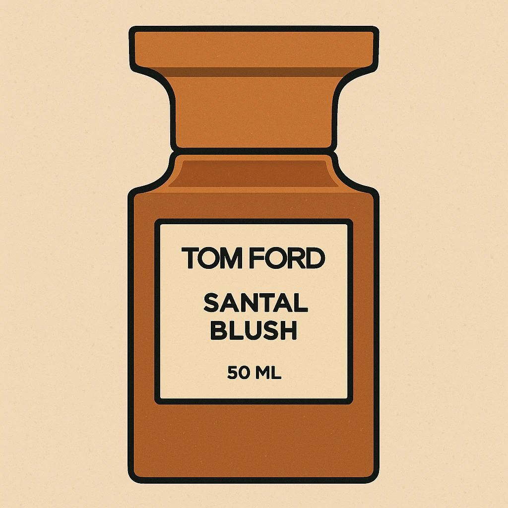 Flat toon style illustration of Tom Ford santal blush perfume  emoji