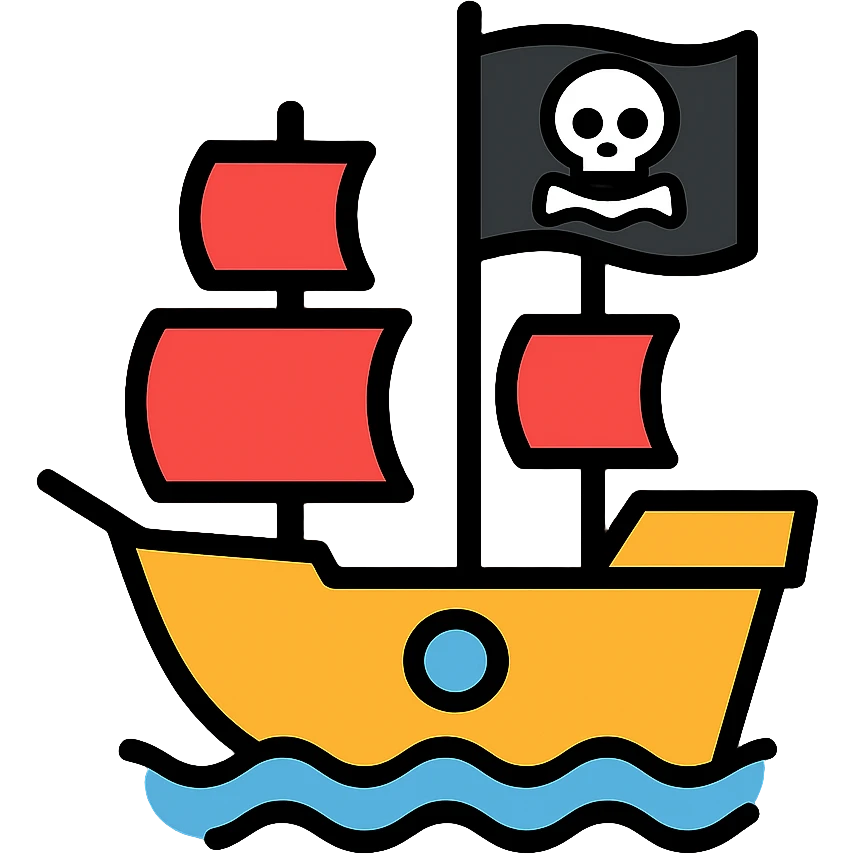 pirate ship with skull and crossbones flag emoji