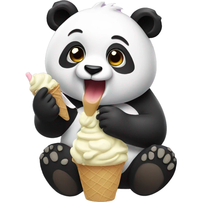 Panda eating ice cream emoji