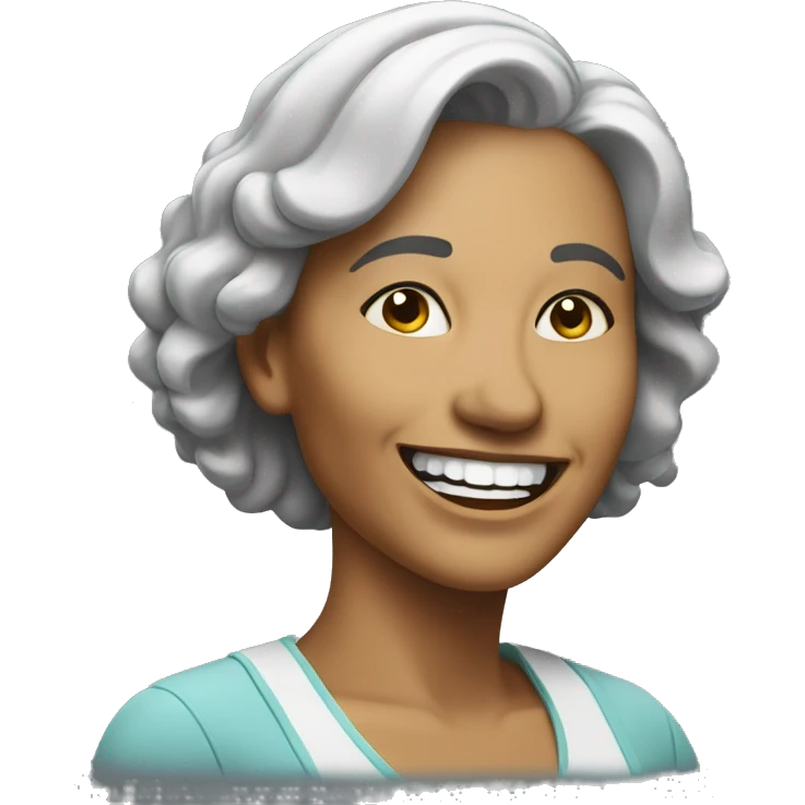 middleaged woman smiling with tilted head emoji