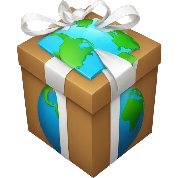 GIFT BOX WITH A PLANET EARTH INSIDE emoji