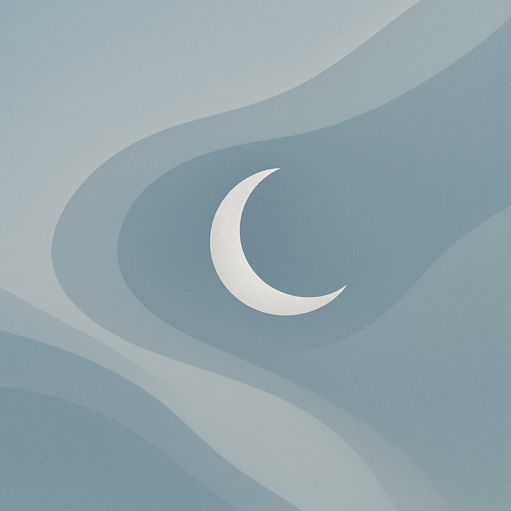 lunar flow, minimal, crescent moon, smooth curves, gentle blue and silver tones emoji