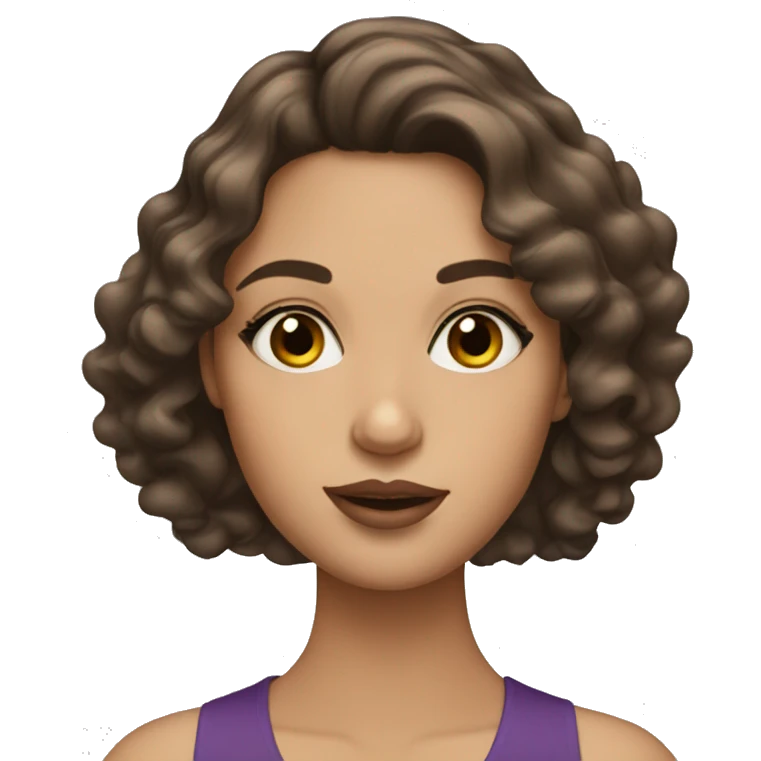 Brunette girl with mascara and lipgloss and wavy hair emoji