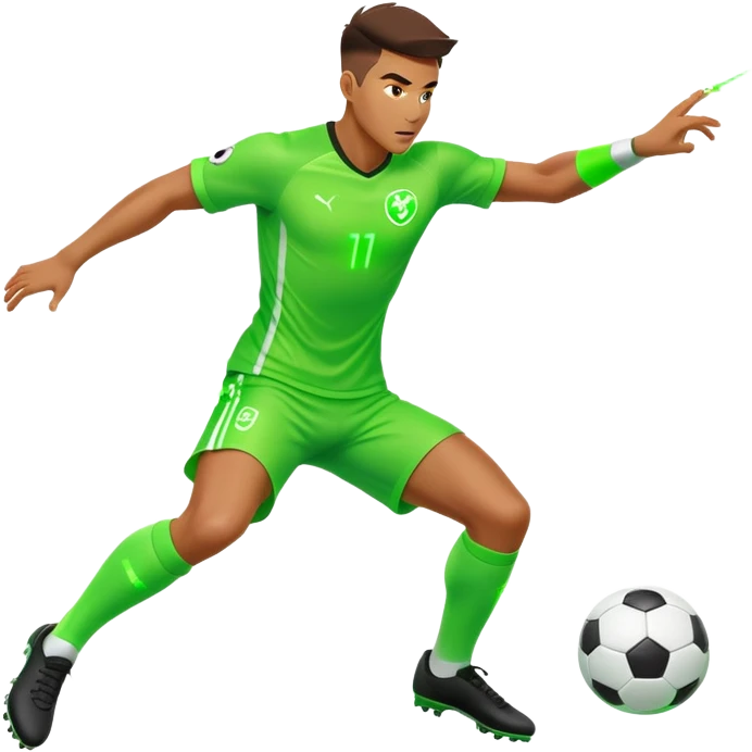 soccer player dodging a laser beam emoji