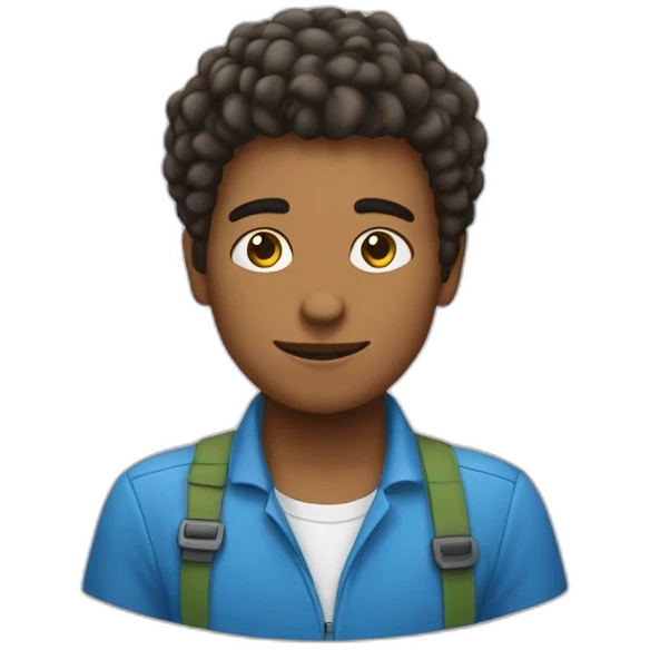 Un garçon avec les cheveux teinturier enbleu étoile. emoji