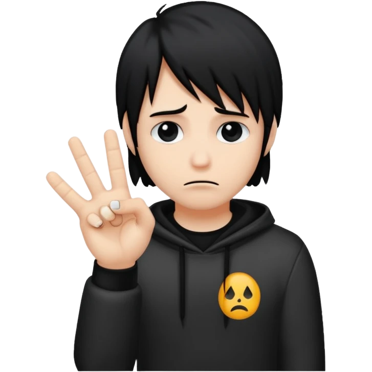 Sad emo doing the rock hand emoji