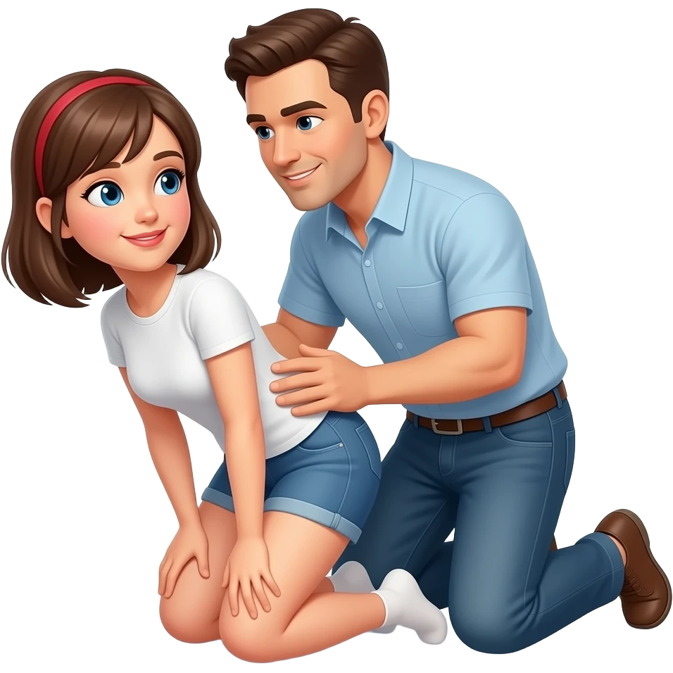 A girl bent over on her knees, having a guy give it to her from the back emoji