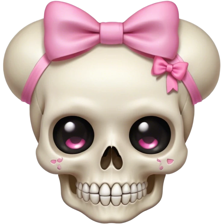 kawaii skull with pink bow emoji