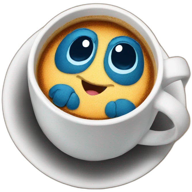 Stich inside a coffee cup emoji