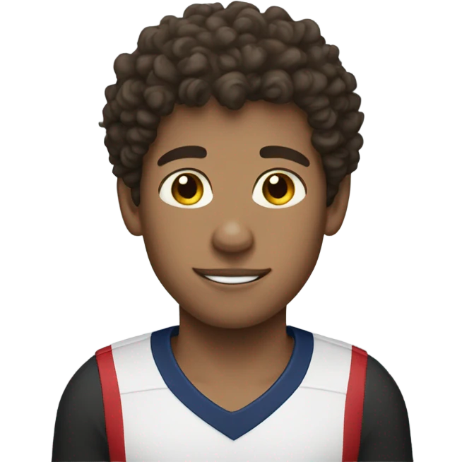 athletic brunette curly haired son emoji