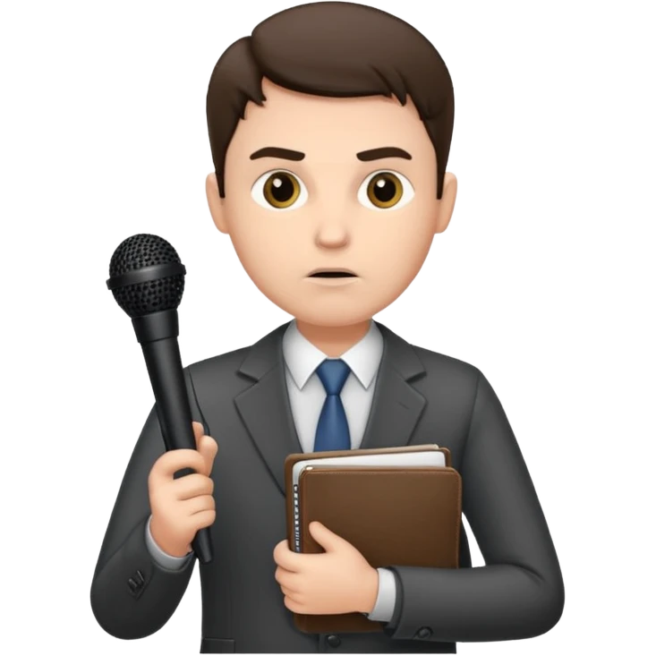 male corrupt reporter holding his microfone and notebook emoji