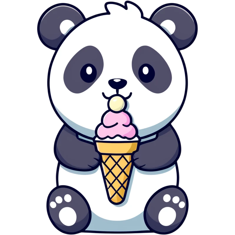 Panda eating ice cream emoji