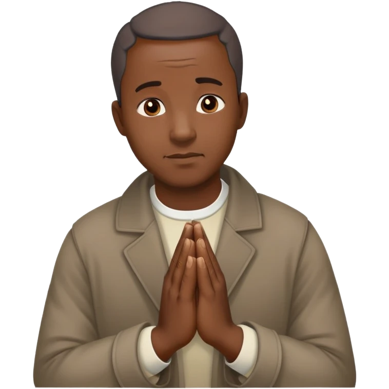 Middle-age African man, praying hands emoji
