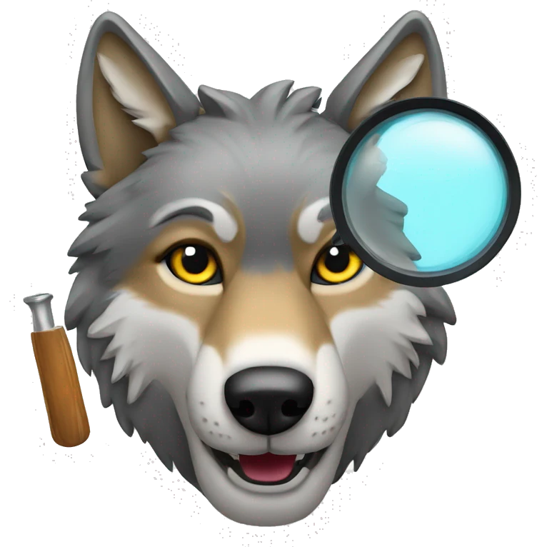 Wolf with magnifying glass emoji