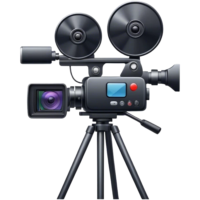 Create an emoji for video shooting. Show a video camera with a recording icon. Use modern, professional colors. Do not include any emojis or smiley faces. Make the background transparent. emoji