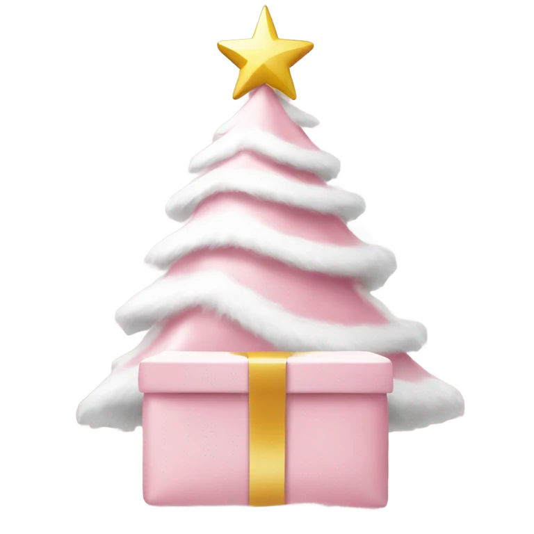 Light pink Christmas gifts under a white Christmas tree  emoji