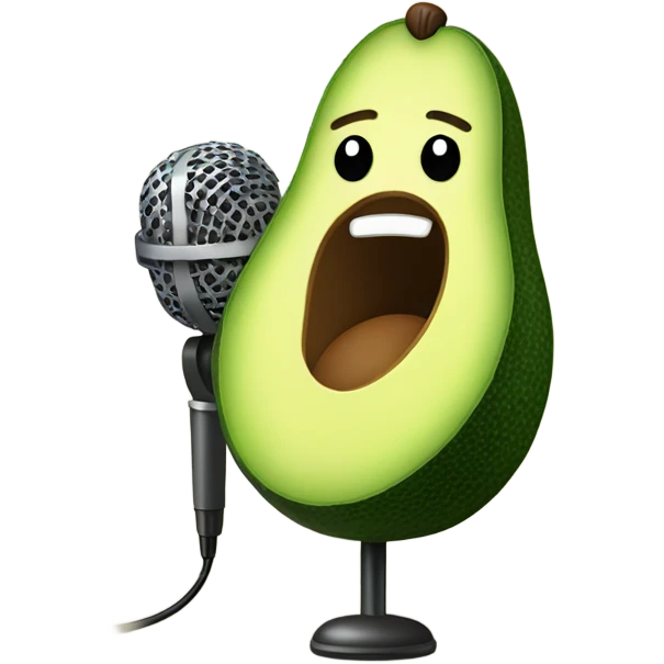 Avocado singing with microphone emoji