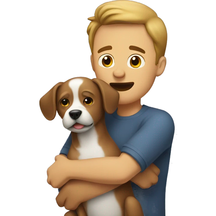 dog and man hugging emoji