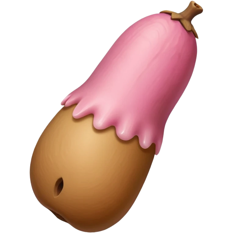 beige skin color penis shaft, erect, phallus shape, no face, with glans beige/pinkish acorn-like tip at small hole at the end. add veiny texture and thick appearance  emoji