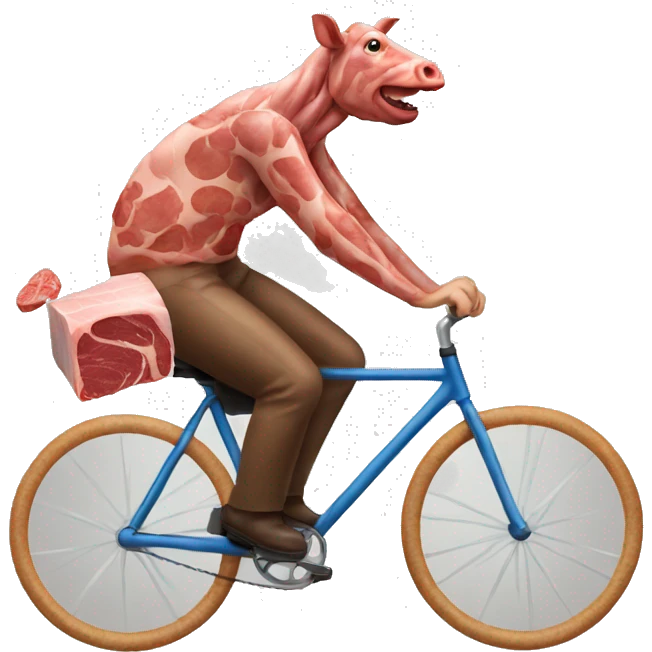man riding a bicycle made of meat emoji