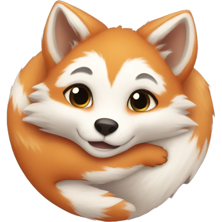 little fox hugging a little white boy emoji