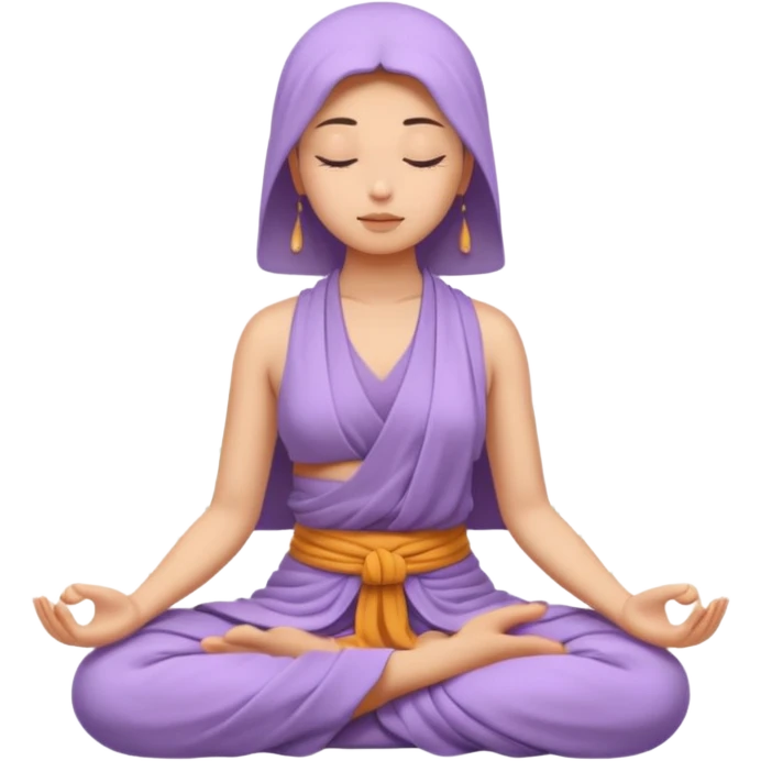 serene woman meditating, face only, draped in a lavender Buddhist soutane emoji