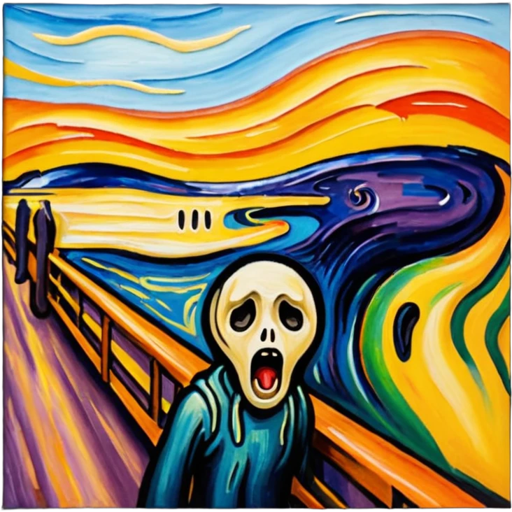the scream in painting frame
















 emoji