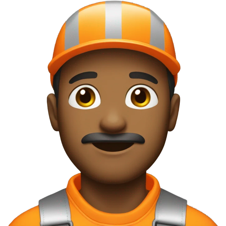 man wearing orange hi visibility overalls  emoji