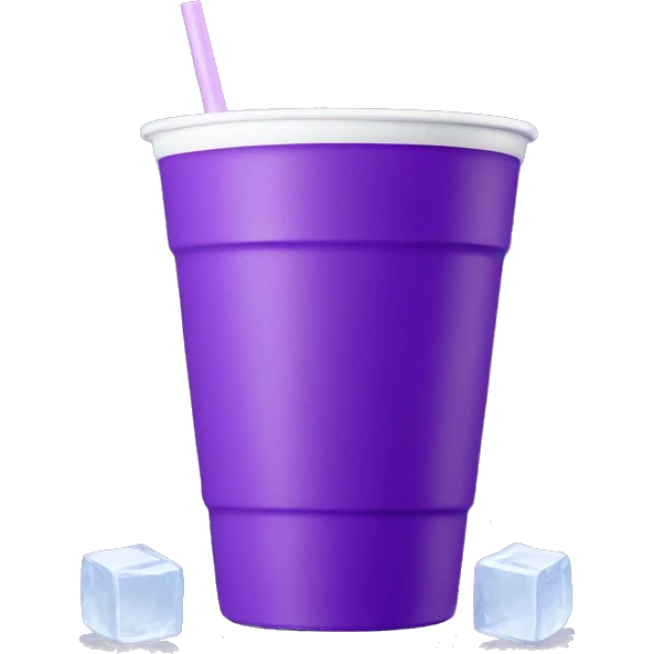 Styrofoam double cup with purple drink on the top and ice cubes in it emoji