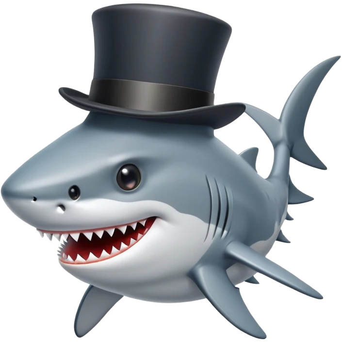 Shark with a top hat emoji