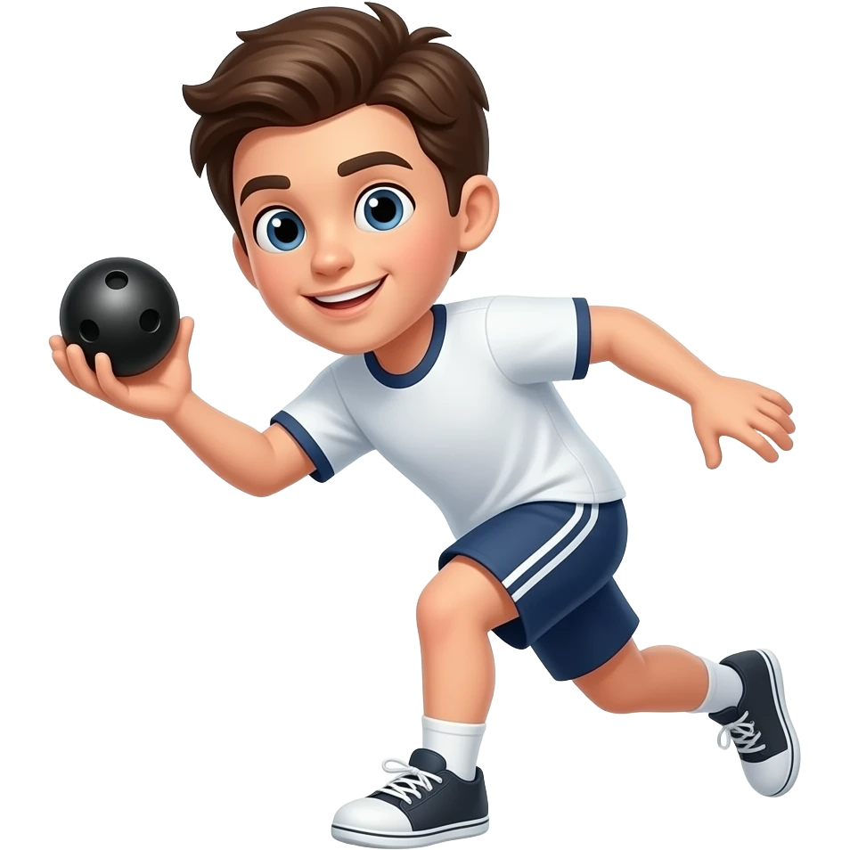 Junger dynamischer petanque spieler kurz vor dem abwurf der schwarzen kugel emoji