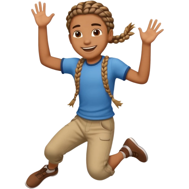 brown boy with braids jumping emoji