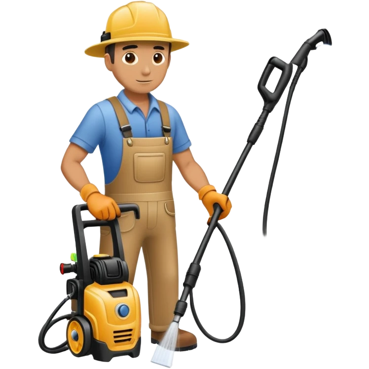 Man using a pressure washer emoji
